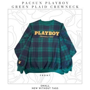 Pacsun Playboy - Green Plaid Crewneck - Small